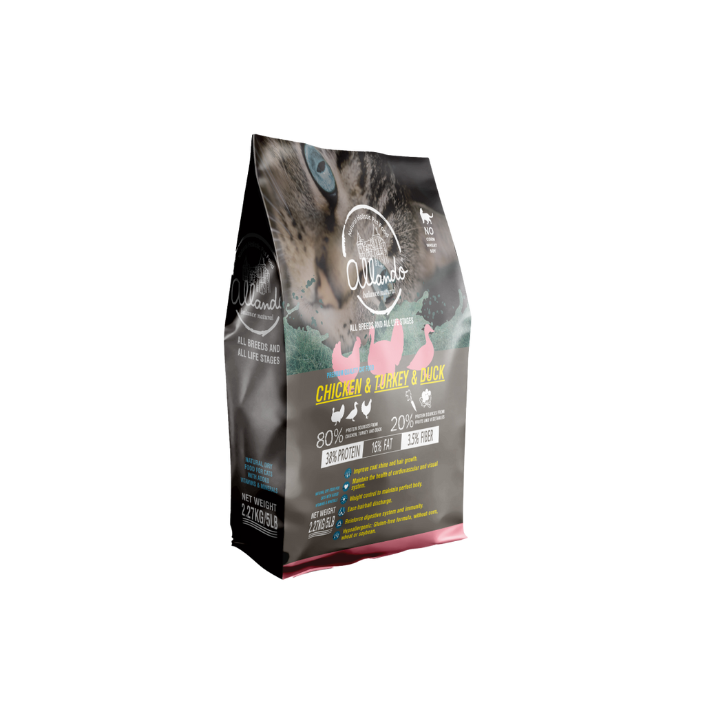 【Allando】Natural Grain-Free Cat Food/Chicken+Turkey+Duck 