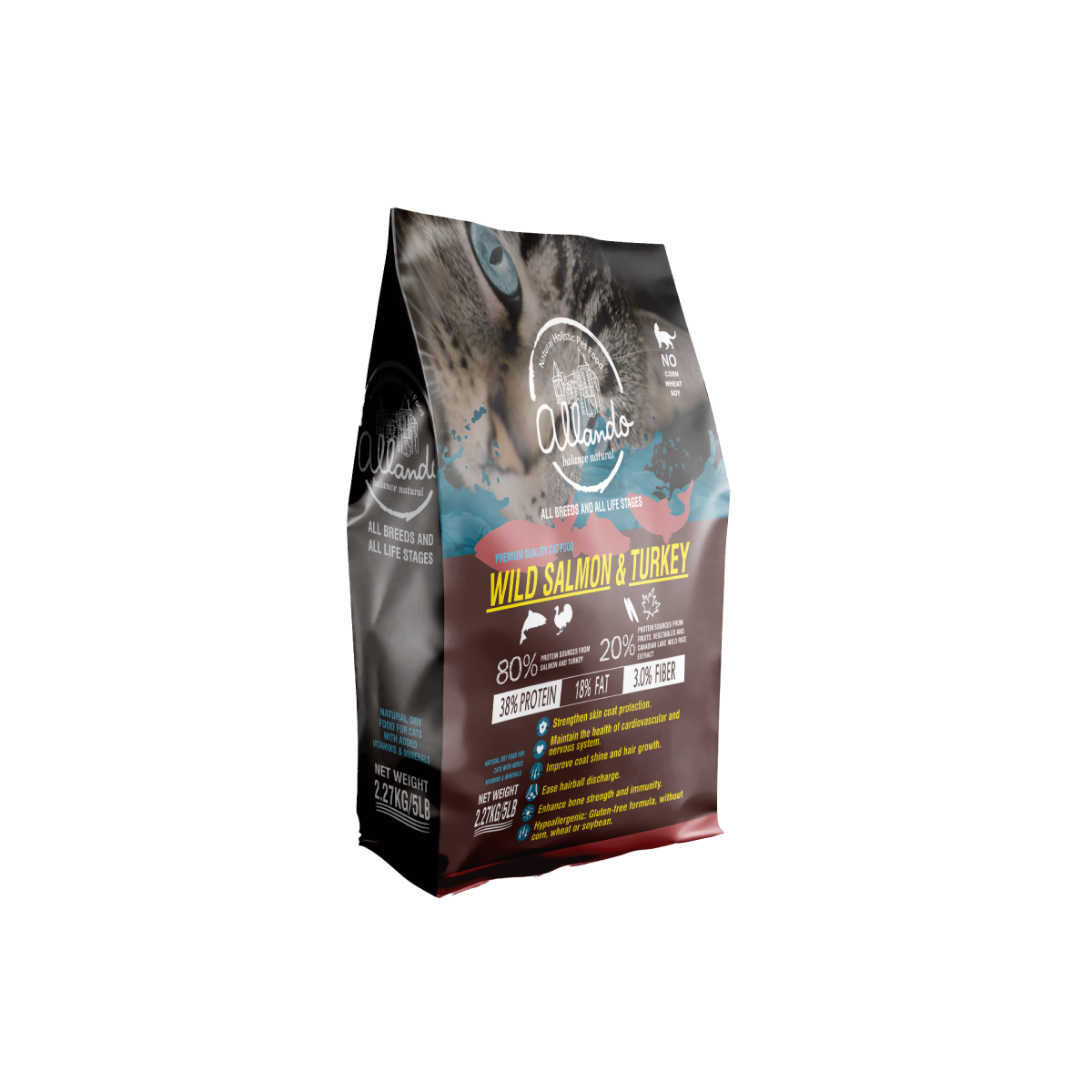 【Allando】Natural Grain-Free Cat Food/Chicken+Turkey+Duck 